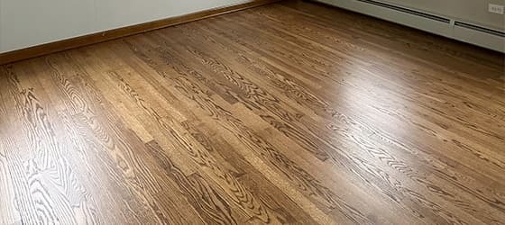 Close-up of new hardwood floor planks and grain