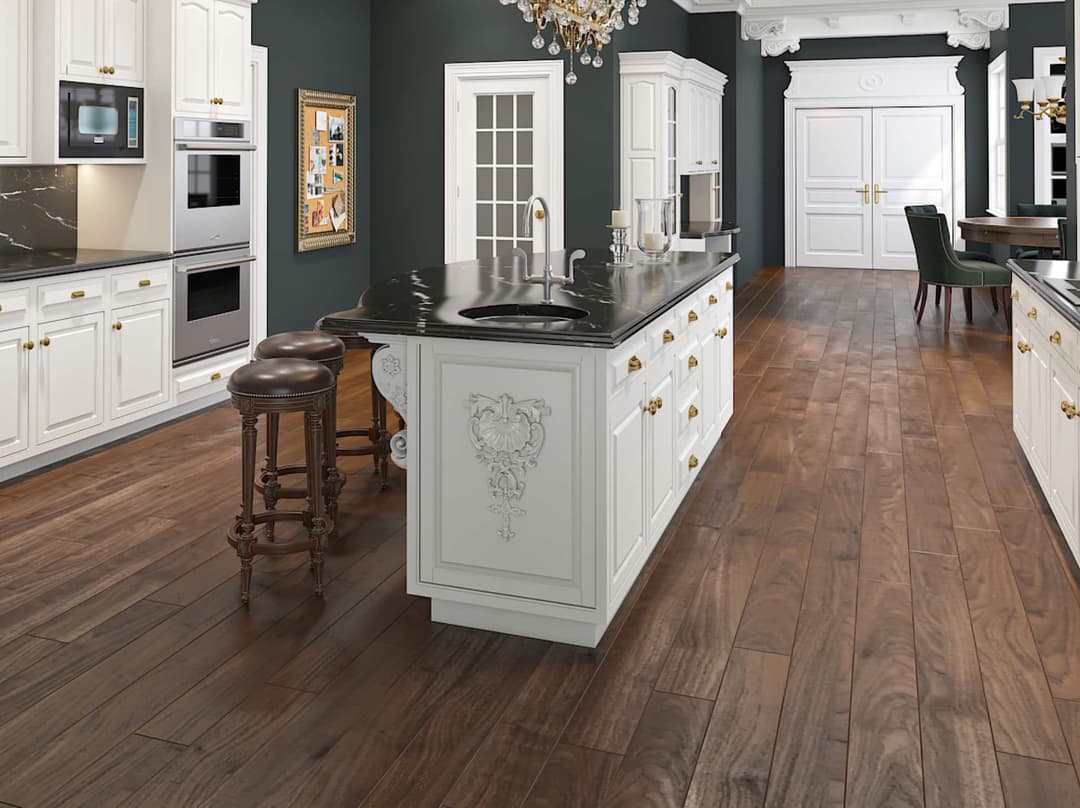 Room finished with warm wood flooring
