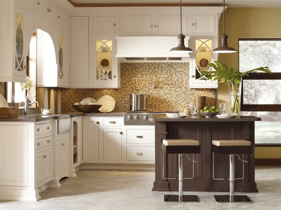 Custom kitchen remodel with painted cabinetry and a large island