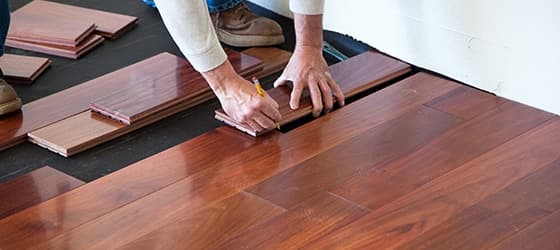 Newly installed wood-look plank flooring